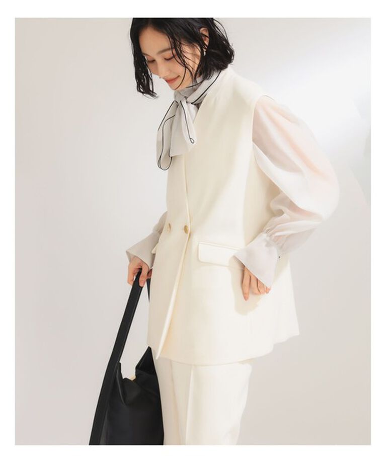 Demi-Luxe BEAMS 「ノーカラー ダブルブレスト ジレ＊」|ダウン|
