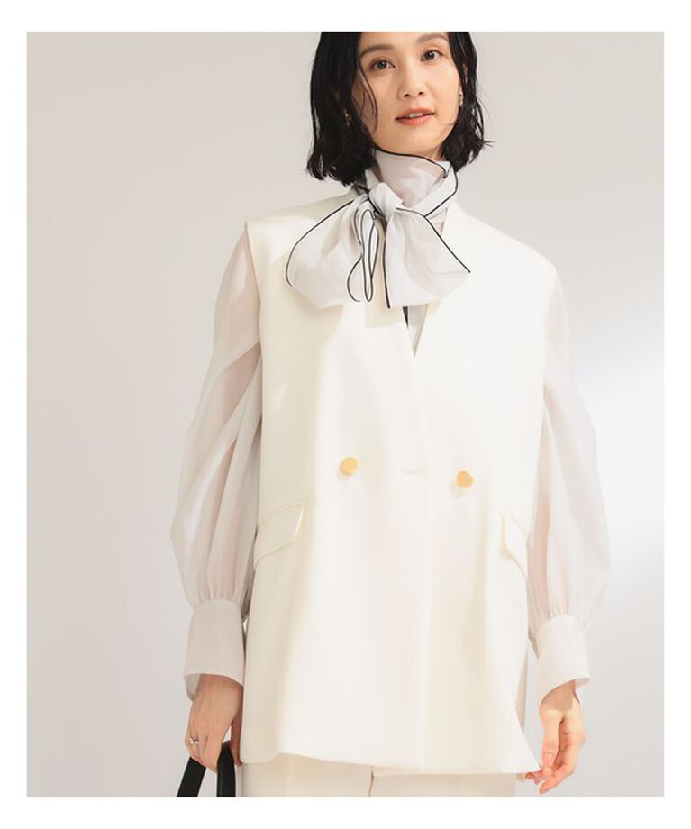 Demi-Luxe BEAMS 「ノーカラー ダブルブレスト ジレ＊」|ダウン|