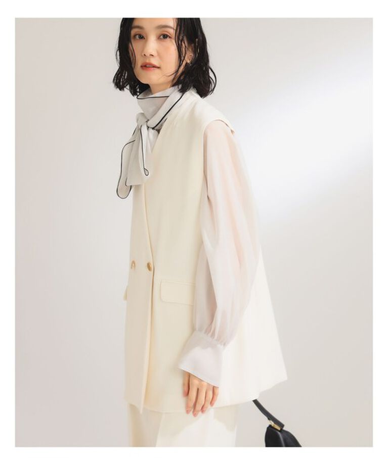 Demi-Luxe BEAMS 「ノーカラー ダブルブレスト ジレ＊」|ダウン|