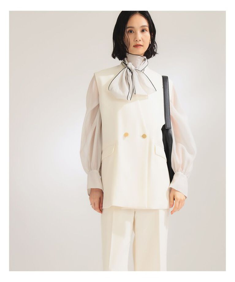 Demi-Luxe BEAMS 「ノーカラー ダブルブレスト ジレ＊」|ダウン|