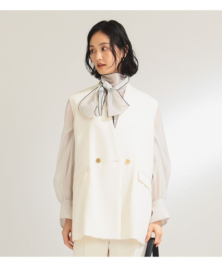 Demi-Luxe BEAMS 「ノーカラー ダブルブレスト ジレ＊」|ダウン|