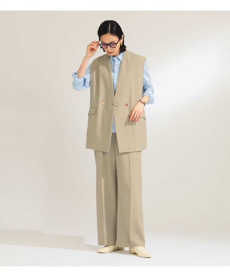 Demi-Luxe BEAMS 「ノーカラー ダブルブレスト ジレ＊」|ダウン|
