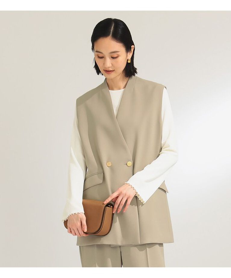 Demi-Luxe BEAMS 「ノーカラー ダブルブレスト ジレ＊」|ダウン|