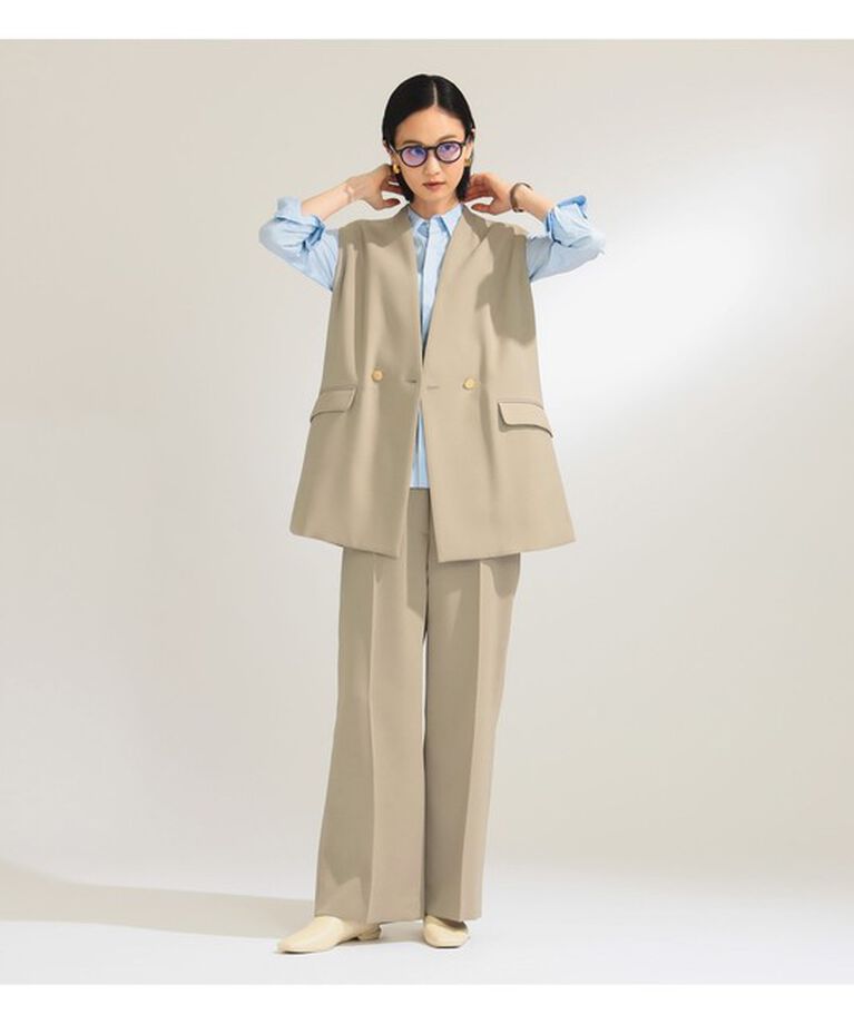 Demi-Luxe BEAMS 「ノーカラー ダブルブレスト ジレ＊」|ダウン|