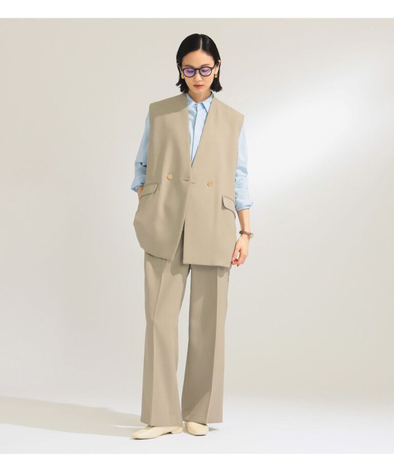 Demi-Luxe BEAMS 「ノーカラー ダブルブレスト ジレ＊」|ダウン|