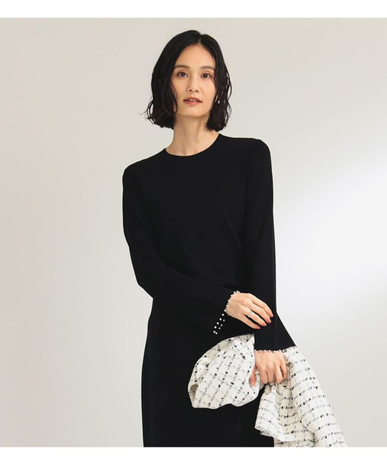 Demi-Luxe BEAMS 「アセテート ナイロン パール プルオーバー」|ニット・セーター|BLACK
