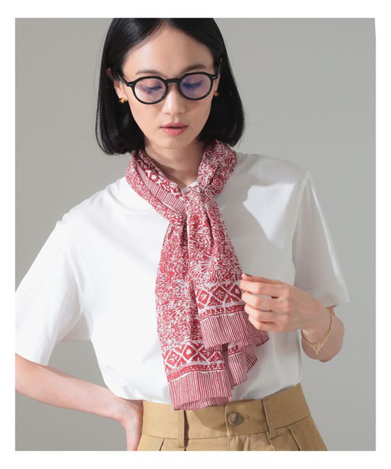 Demi-Luxe BEAMS 「AK+1 / コットンシルク スカーフ」|ストール|RED