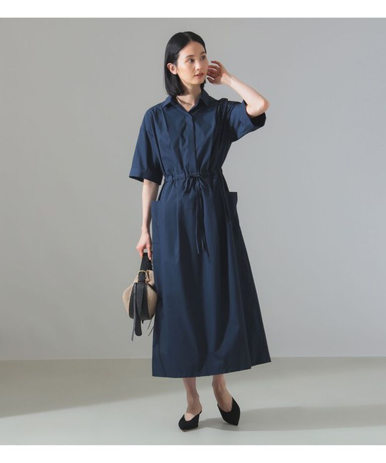 Demi-Luxe BEAMS 「ハーフスリーブ シャツワンピース」|ワンピース|NAVY