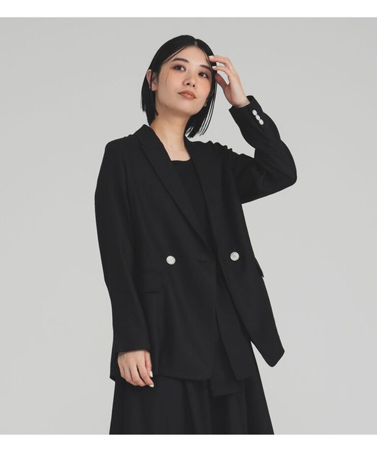 Demi-Luxe BEAMS 「ダブルブレスト リネン ジャケット」|ダッフルコート|BLACK