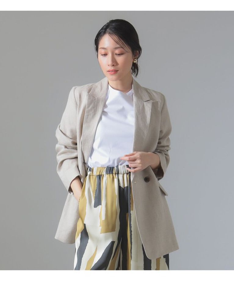 Demi-Luxe BEAMS 「ダブルブレスト リネン ジャケット」|ダッフルコート|BEIGE