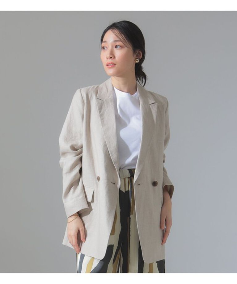 Demi-Luxe BEAMS 「ダブルブレスト リネン ジャケット」|ダッフルコート|