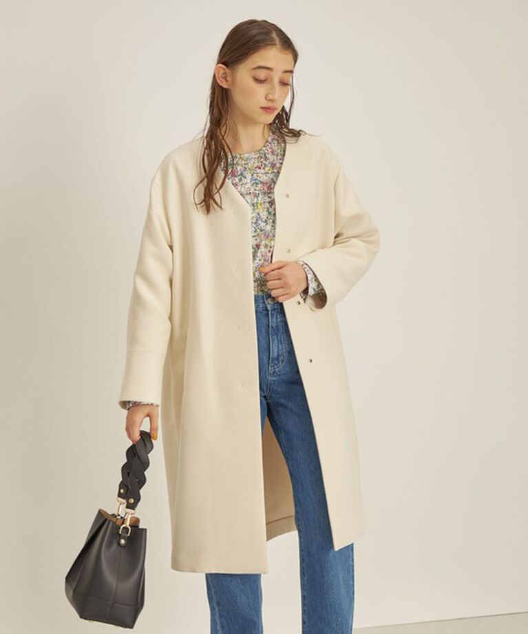 SHIPS for women「トリプルクロス ノーカラー コート◇」|ノーカラーコート|
