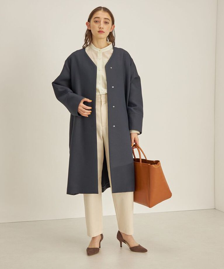 SHIPS for women「トリプルクロス ノーカラー コート◇」|ノーカラーコート|