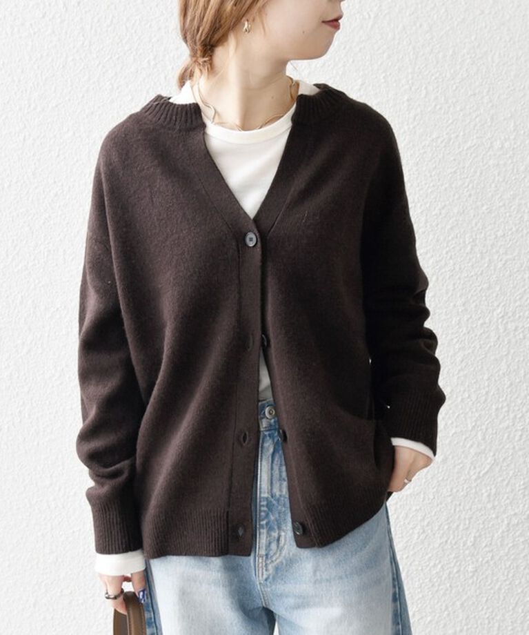 SHIPS any「SHIPS any:〈手洗い可能〉AQUA カシミヤ ミックス スキッパー ニット カーディガン」|カーディガン|