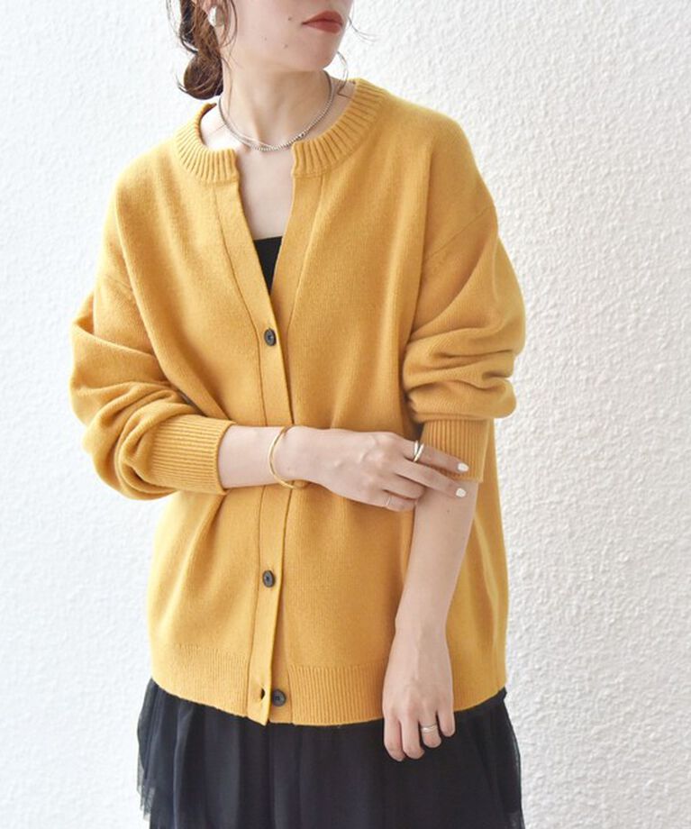 SHIPS any「SHIPS any:〈手洗い可能〉AQUA カシミヤ ミックス スキッパー ニット カーディガン」|カーディガン|イエロー