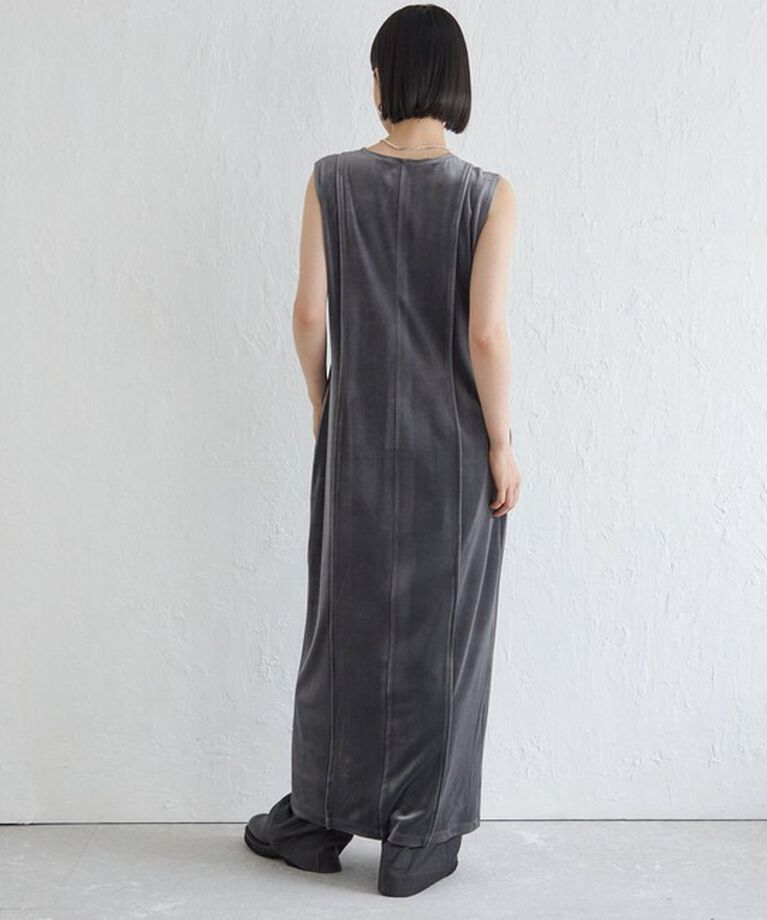 SHIPS for women「Wai＋:〈手洗い可能〉ストレッチ ポリエステル ベロア ワンピース」|ワンピース|