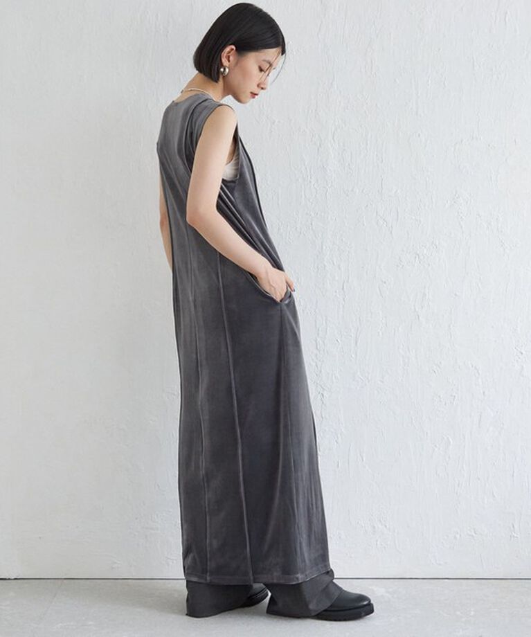 SHIPS for women「Wai＋:〈手洗い可能〉ストレッチ ポリエステル ベロア ワンピース」|ワンピース|