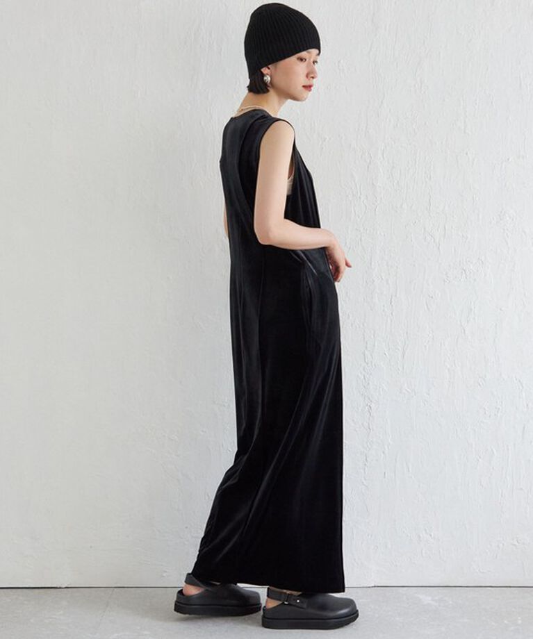 SHIPS for women「Wai＋:〈手洗い可能〉ストレッチ ポリエステル ベロア ワンピース」|ワンピース|