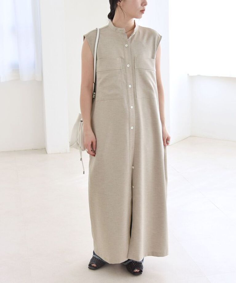 quaranciel「quaranciel:〈洗濯機可能〉ウーステッド ライク フレンチ ポケット シャツ ワンピース」|ワンピース|