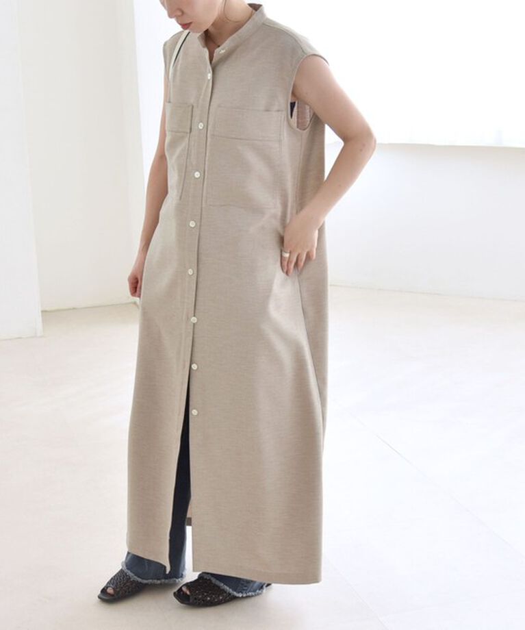 quaranciel「quaranciel:〈洗濯機可能〉ウーステッド ライク フレンチ ポケット シャツ ワンピース」|ワンピース|