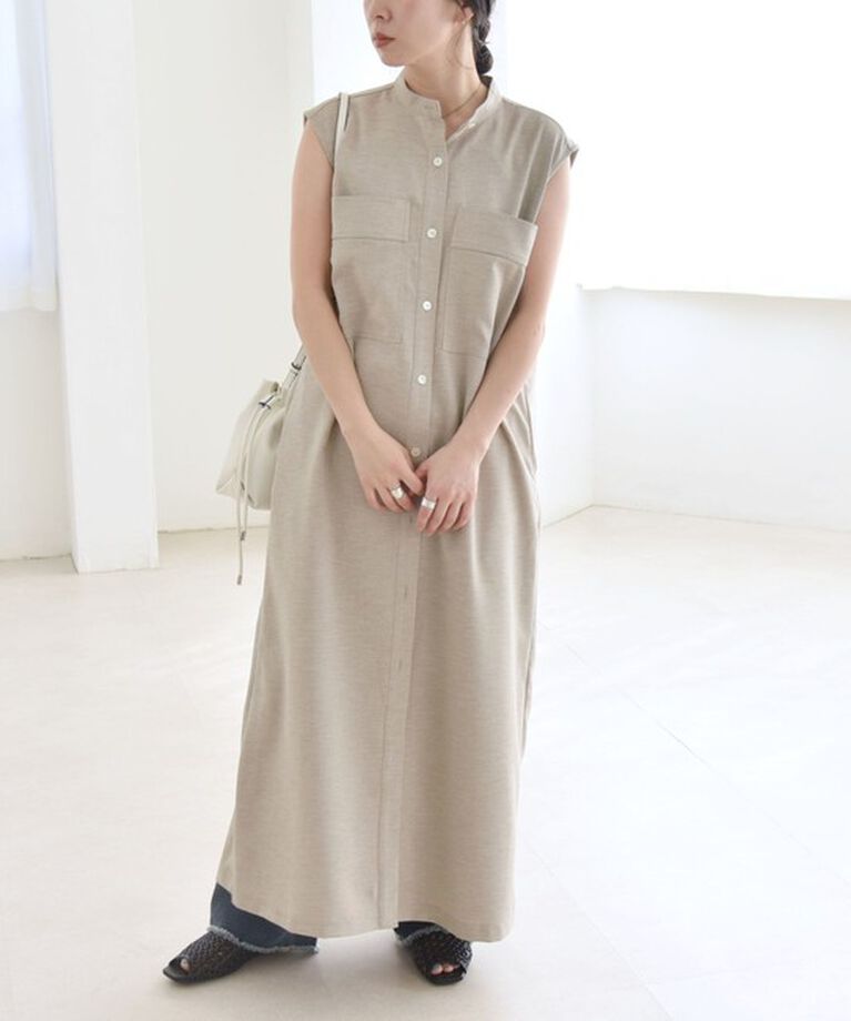 quaranciel「quaranciel:〈洗濯機可能〉ウーステッド ライク フレンチ ポケット シャツ ワンピース」|ワンピース|
