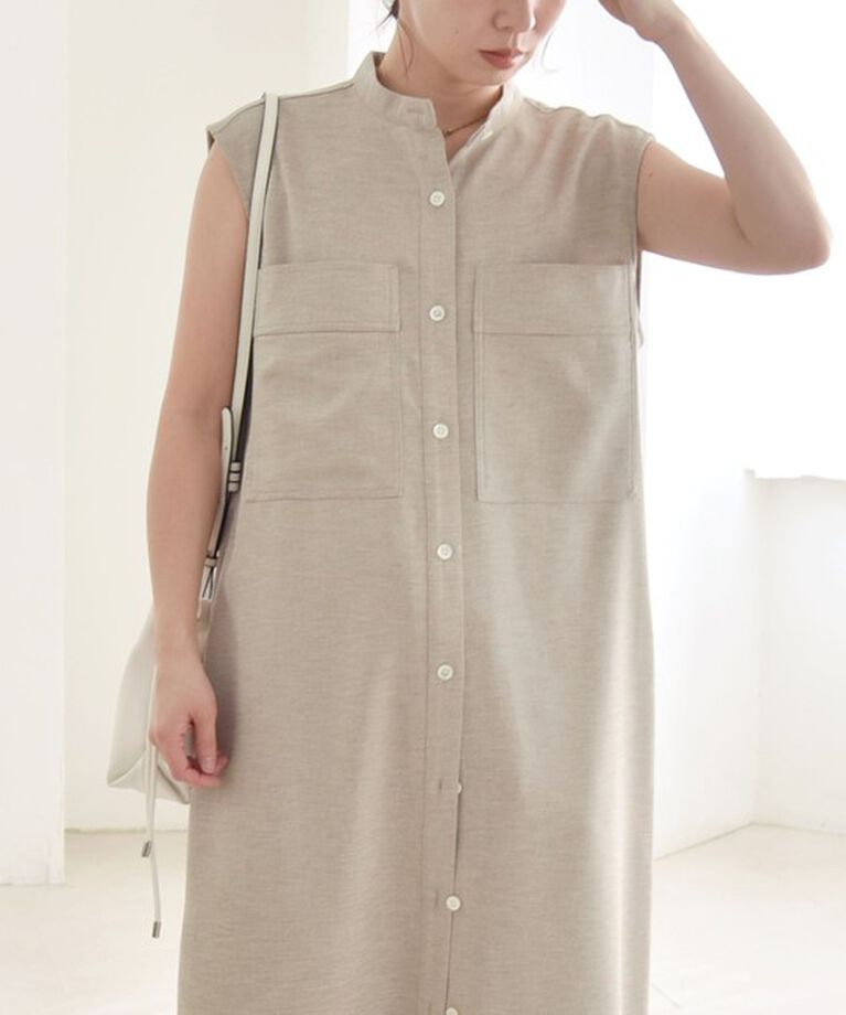 quaranciel「quaranciel:〈洗濯機可能〉ウーステッド ライク フレンチ ポケット シャツ ワンピース」|ワンピース|