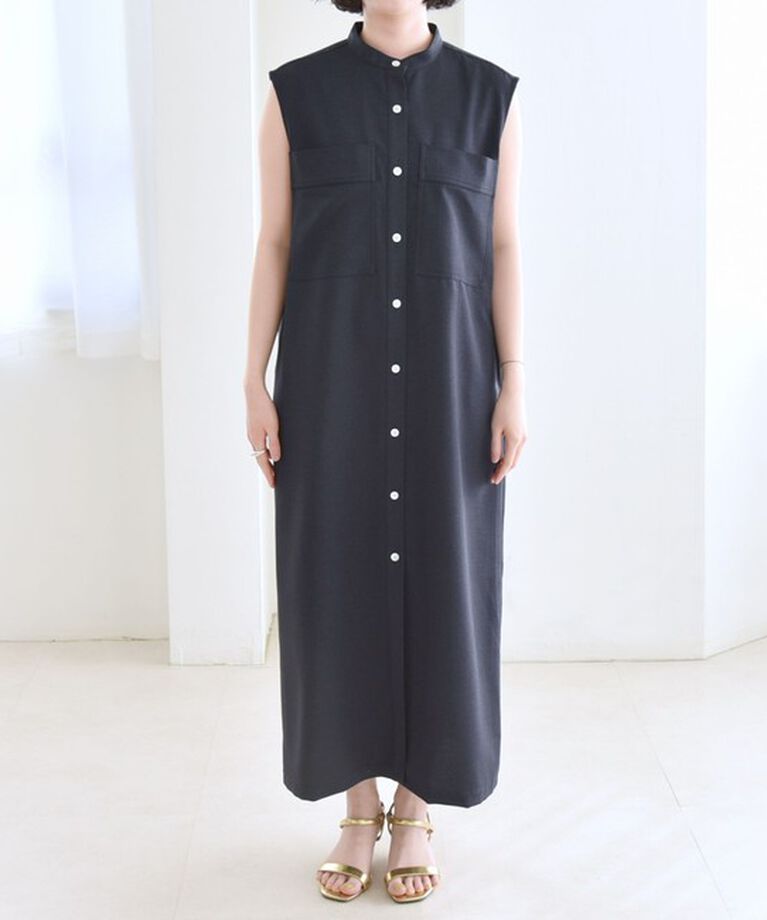 quaranciel「quaranciel:〈洗濯機可能〉ウーステッド ライク フレンチ ポケット シャツ ワンピース」|ワンピース|