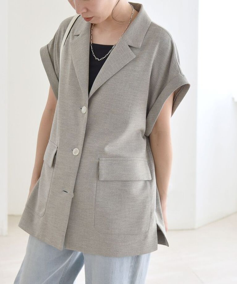 quaranciel「quaranciel: ウーステッド ライク フレンチスリーブ シャツ ジャケット」|その他|グレー