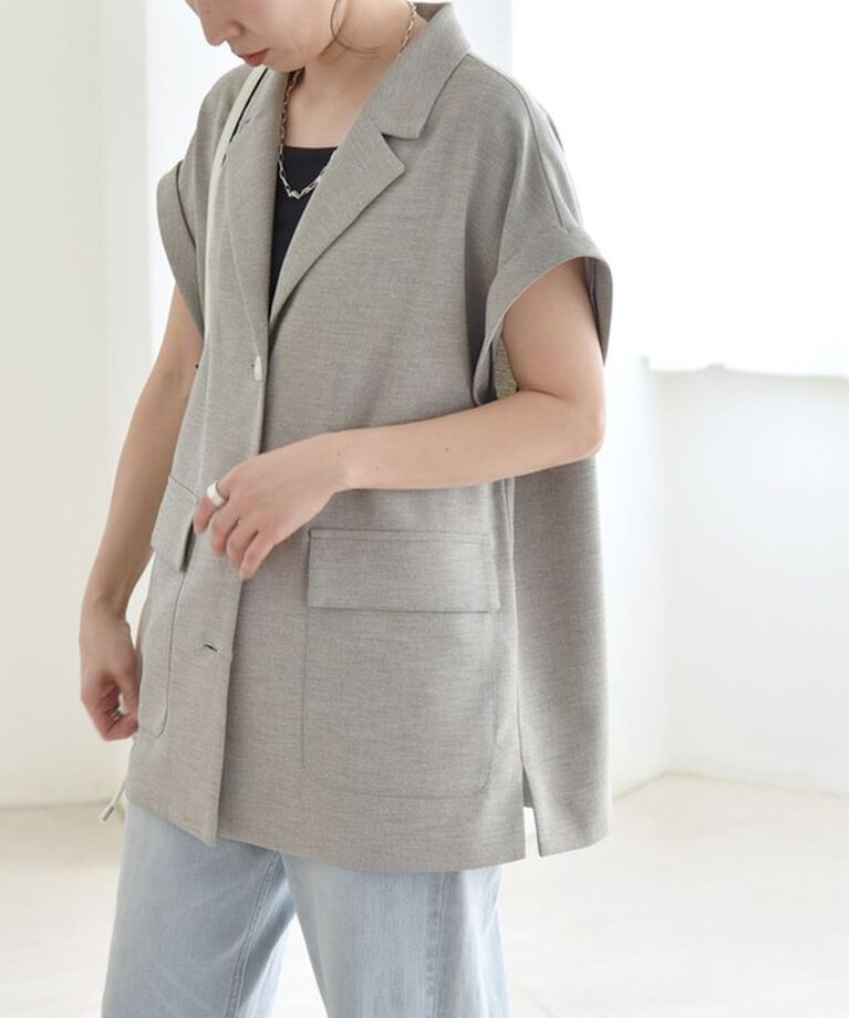 quaranciel「quaranciel: ウーステッド ライク フレンチスリーブ シャツ ジャケット」|その他|