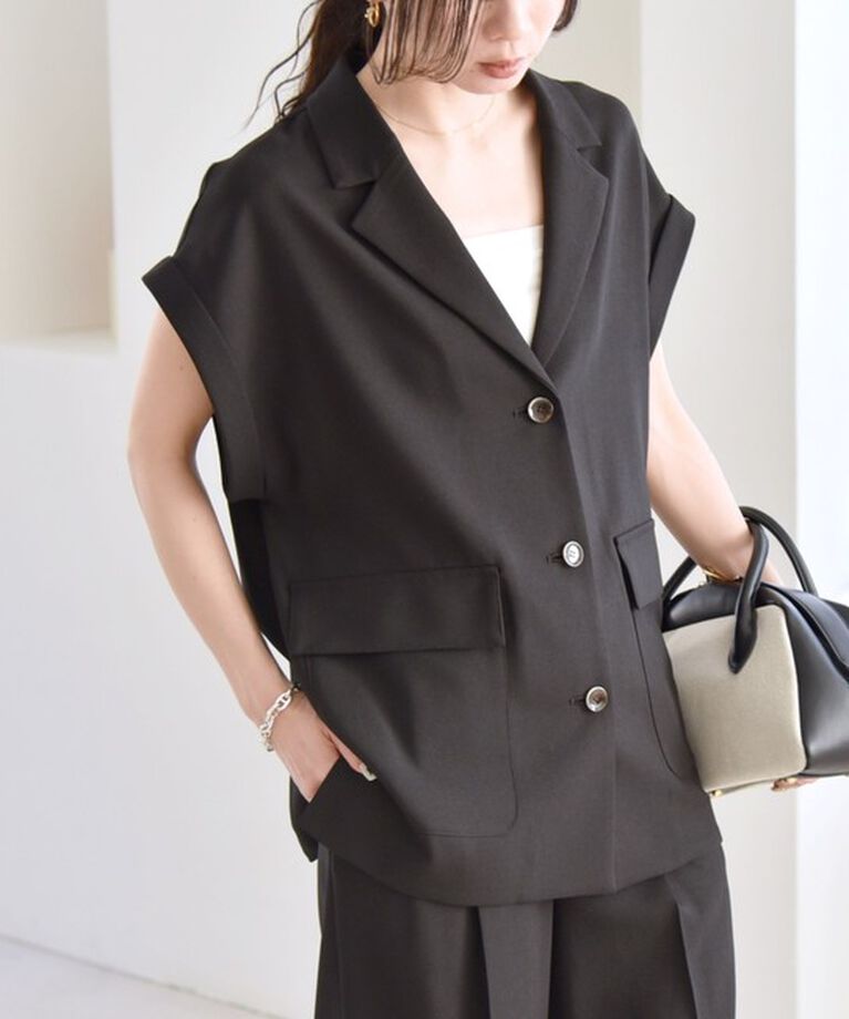 quaranciel「quaranciel: ウーステッド ライク フレンチスリーブ シャツ ジャケット」|その他|