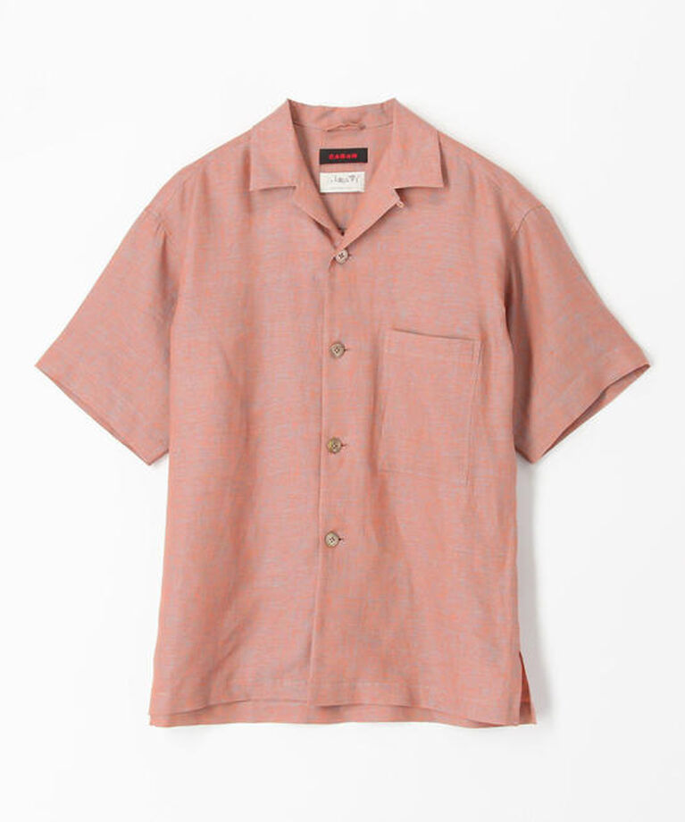 CABaN「CABaN リネン オープンカラーシャツ」|シャツ・ブラウス|35 レッド