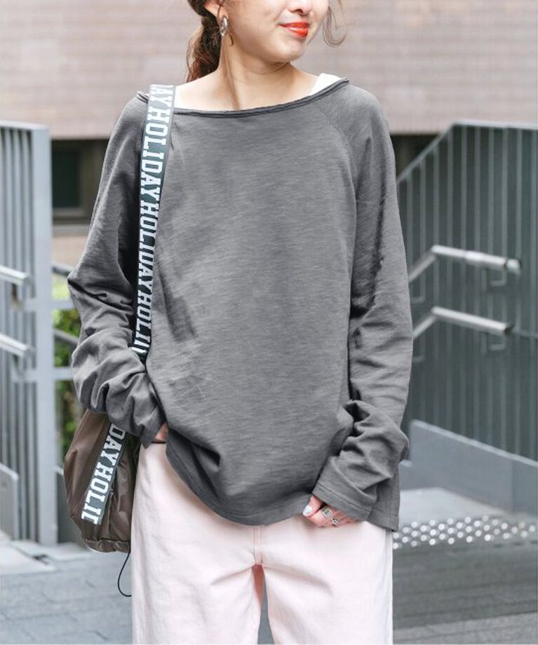 Spick and Span「≪追加≫コットンスラブクルーネックプルオーバー」|Tシャツ・カットソー|グレー