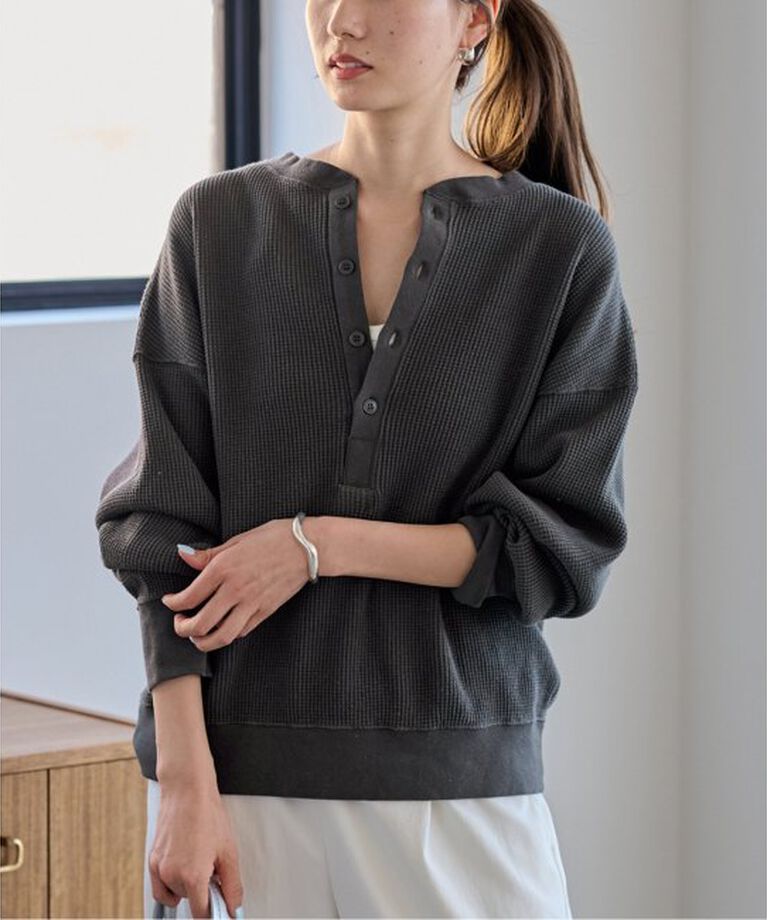 FRAMeWORK「≪追加≫ワッフルヘンリープルオーバー」|Tシャツ・カットソー|ブラック D