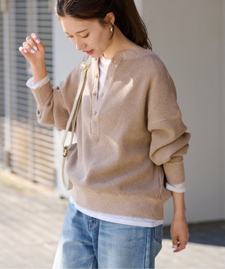 FRAMeWORK「≪追加≫ワッフルヘンリープルオーバー」|Tシャツ・カットソー|ベージュ