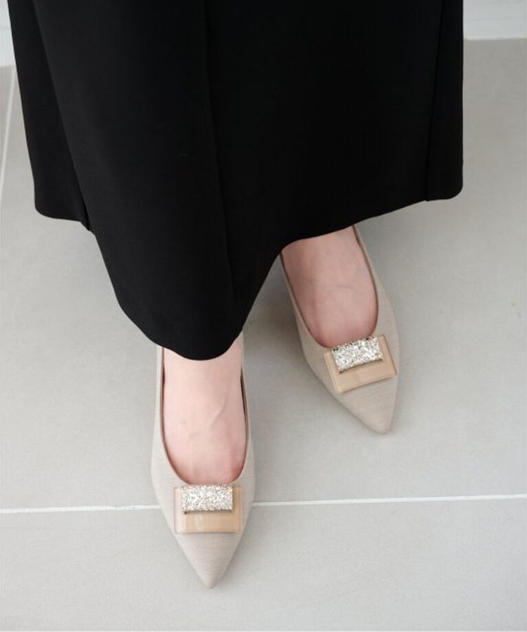  「4.5cmグリッターオーナメントパンプス」|パンプス|ベージュ