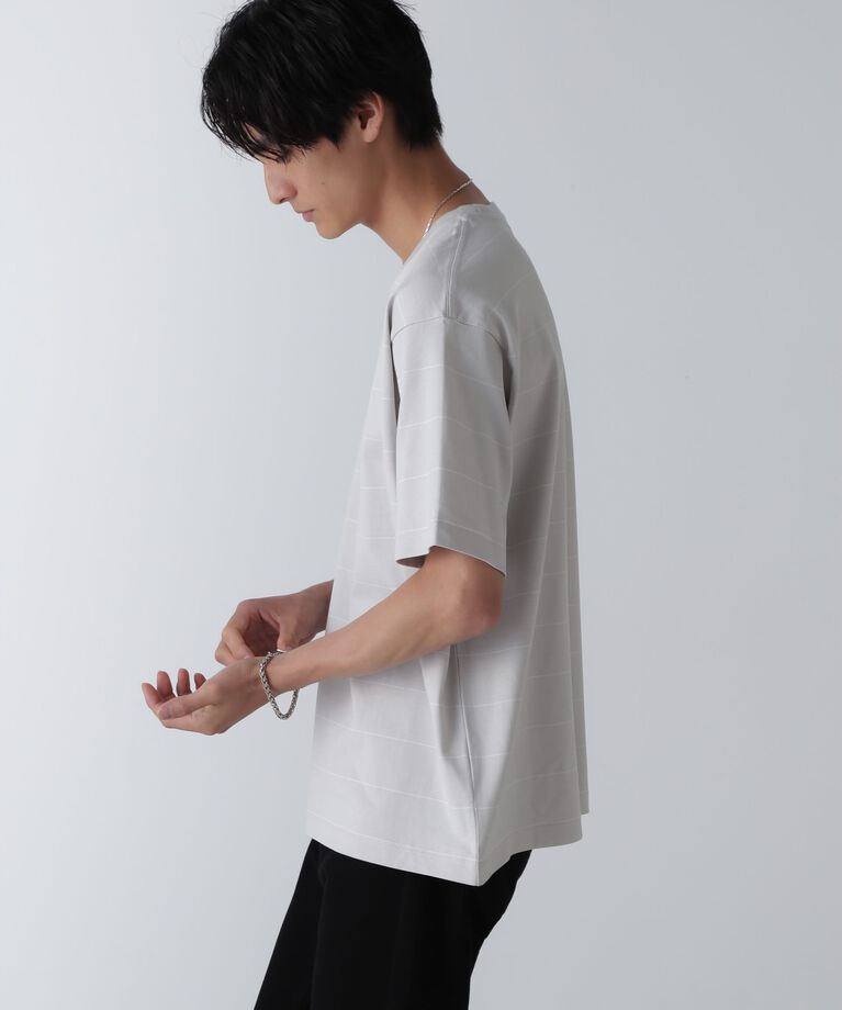 nano･universe「リラックスボーダーTシャツ 半袖」|Tシャツ・カットソー|L.グレー1