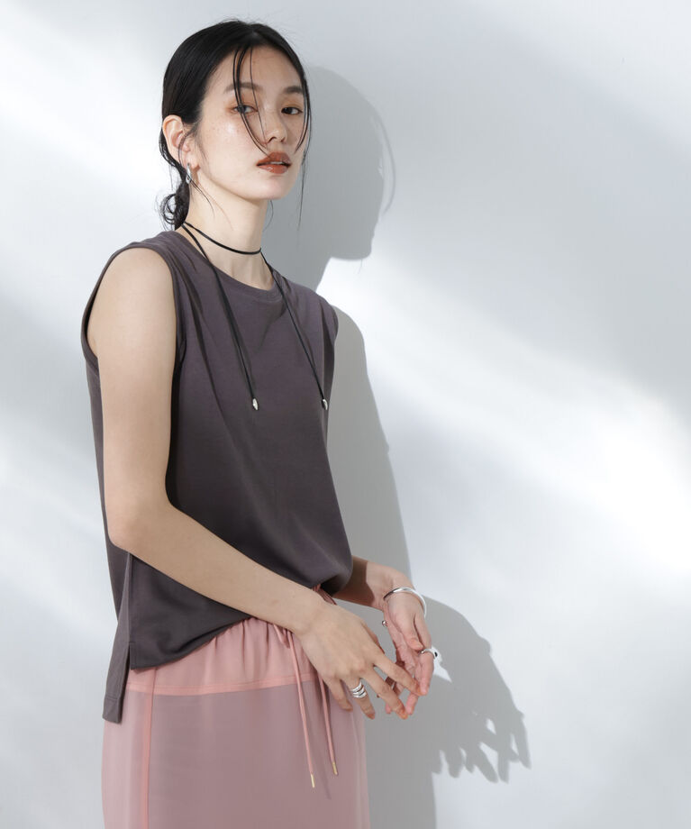 nano･universe「Anti Soaked(R) 汗染み防止ノースリーブTシャツ」|Tシャツ・カットソー|チャコール3