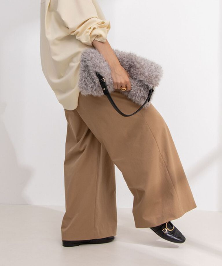 NOLLEY'S「ウォッシャブルイージーケアツイルワイドパンツ」|その他|キャメル