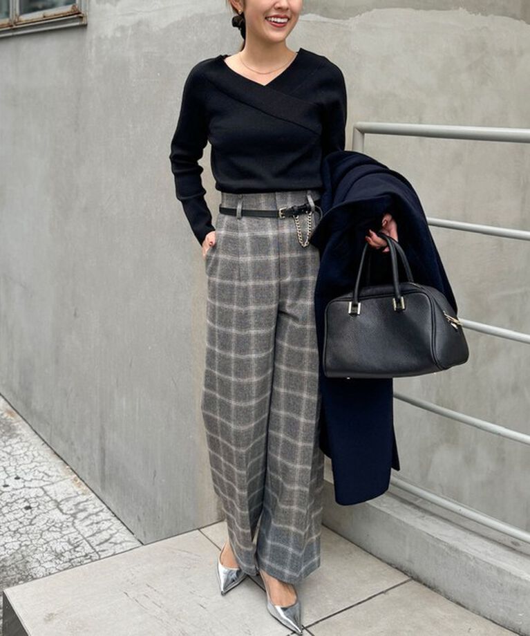 NOLLEY'S「◇【WEB限定】ウォッシャブル両面起毛チェックタックワイドパンツ」|その他|