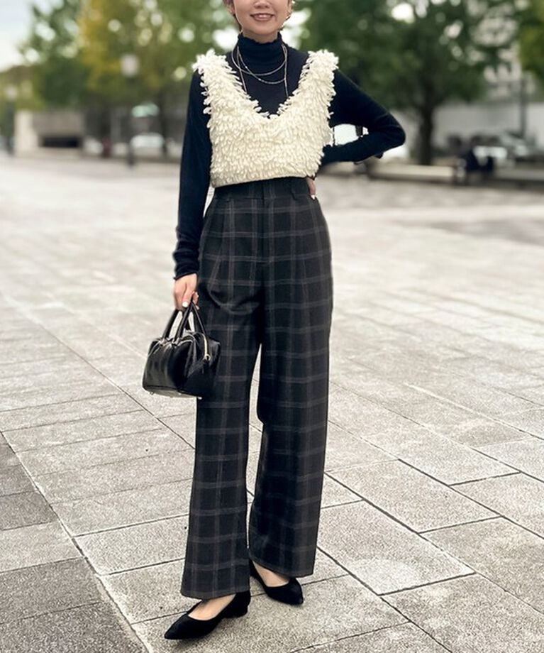 NOLLEY'S「◇【WEB限定】ウォッシャブル両面起毛チェックタックワイドパンツ」|その他|