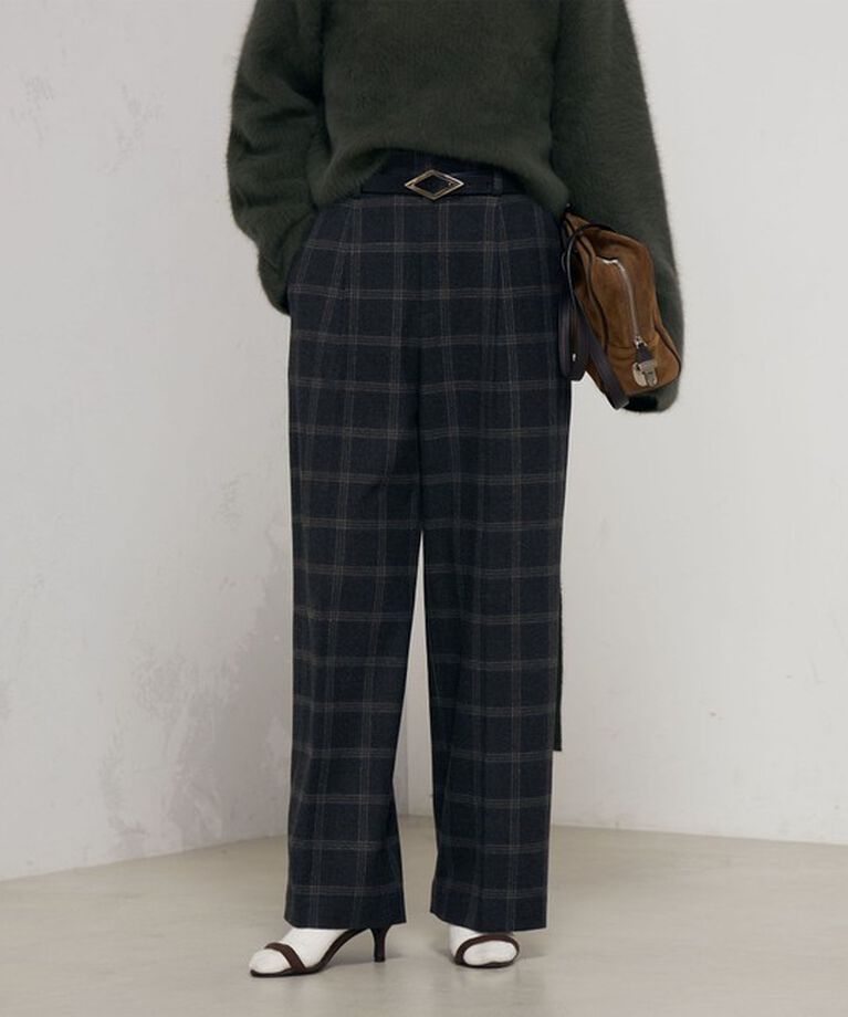 NOLLEY'S「◇【WEB限定】ウォッシャブル両面起毛チェックタックワイドパンツ」|その他|