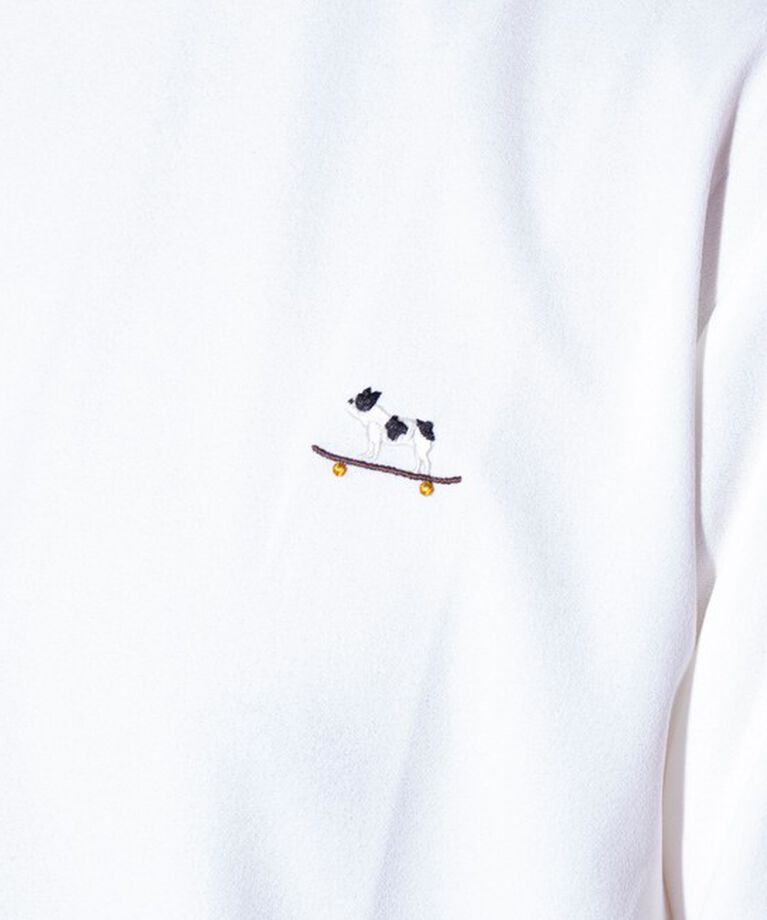 GLOSTER「【GLOSTER/グロスター】フレンチブルドッグ刺繍 カットジョーゼット長袖Tシャツ ワンポイント」|Tシャツ・カットソー|