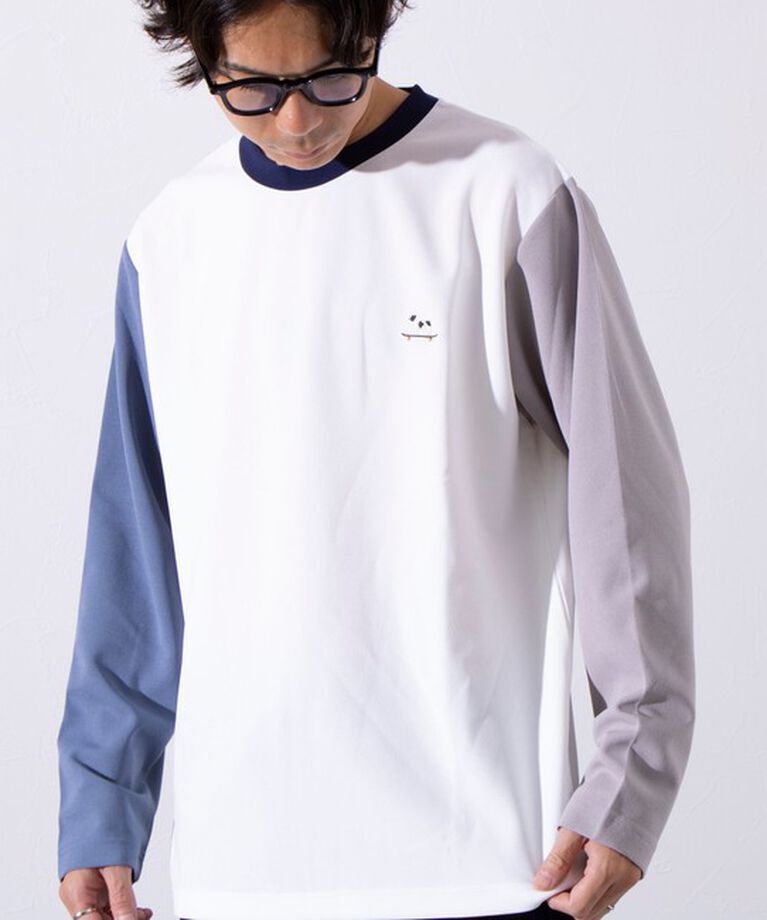 GLOSTER「【GLOSTER/グロスター】フレンチブルドッグ刺繍 カットジョーゼット長袖Tシャツ ワンポイント」|Tシャツ・カットソー|ホワイト系その他