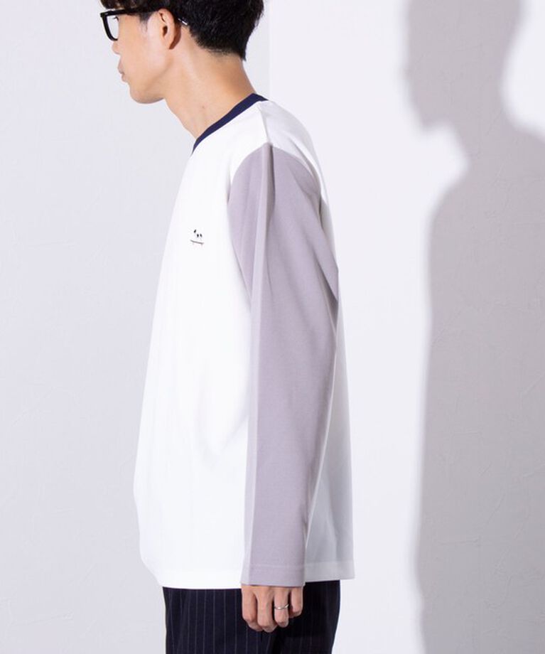 GLOSTER「【GLOSTER/グロスター】フレンチブルドッグ刺繍 カットジョーゼット長袖Tシャツ ワンポイント」|Tシャツ・カットソー|