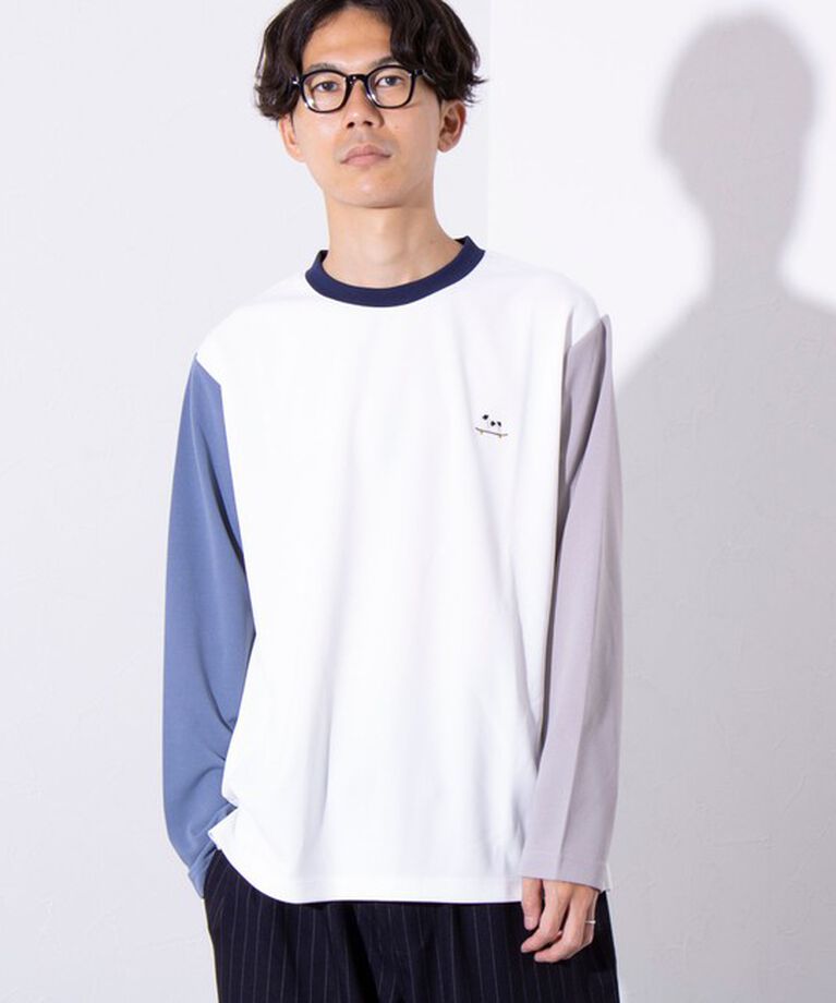 GLOSTER「【GLOSTER/グロスター】フレンチブルドッグ刺繍 カットジョーゼット長袖Tシャツ ワンポイント」|Tシャツ・カットソー|