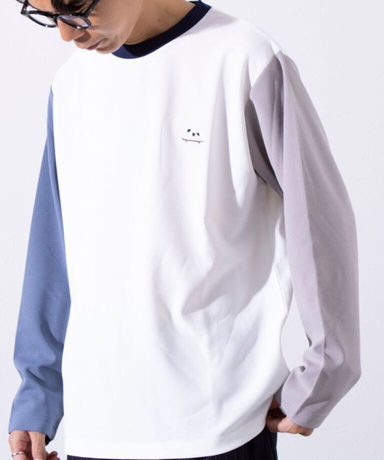 GLOSTER「【GLOSTER/グロスター】フレンチブルドッグ刺繍 カットジョーゼット長袖Tシャツ ワンポイント」|Tシャツ・カットソー|