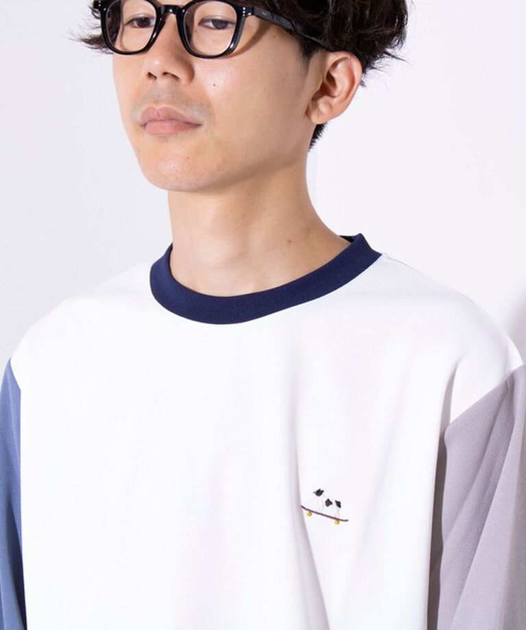 GLOSTER「【GLOSTER/グロスター】フレンチブルドッグ刺繍 カットジョーゼット長袖Tシャツ ワンポイント」|Tシャツ・カットソー|