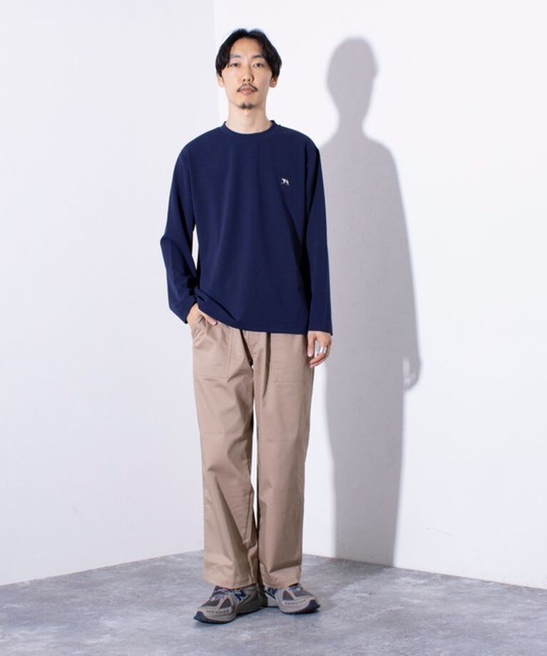 GLOSTER「【GLOSTER/グロスター】フレンチブルドッグ刺繍 カットジョーゼット長袖Tシャツ ワンポイント」|Tシャツ・カットソー|
