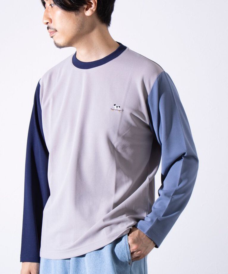 GLOSTER「【GLOSTER/グロスター】フレンチブルドッグ刺繍 カットジョーゼット長袖Tシャツ ワンポイント」|Tシャツ・カットソー|
