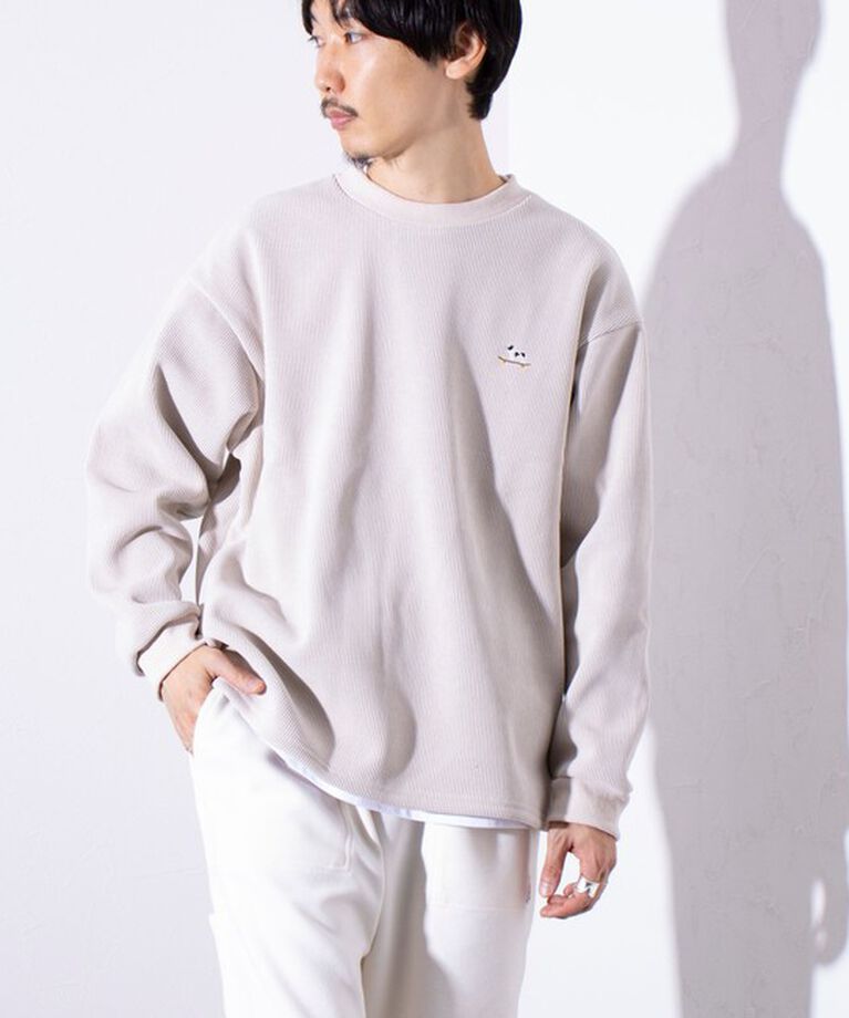 GLOSTER「【GLOSTER】フレンチブルドッグ刺繍 裏フリース コーデュロイ ボンディング プルオーバー」|スウェット・ジャージ|